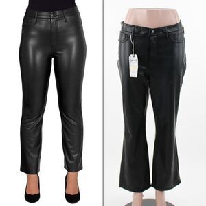 Seven7 Cropped Faux-Leather Pants Black